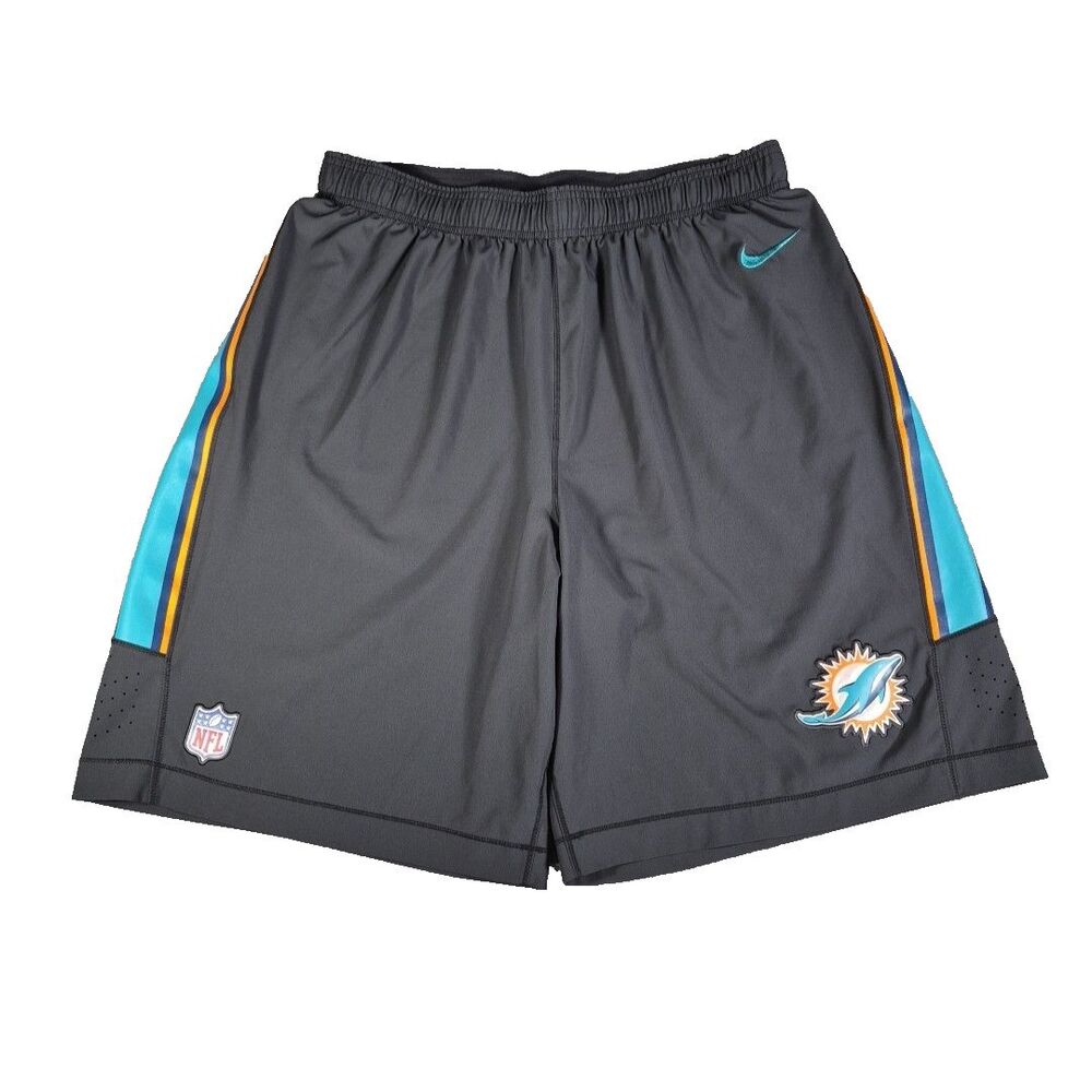 Nike NFL On-Field Miami Dolphins Training Shorts Boys Juniors Sz XL Gray 32"x10"